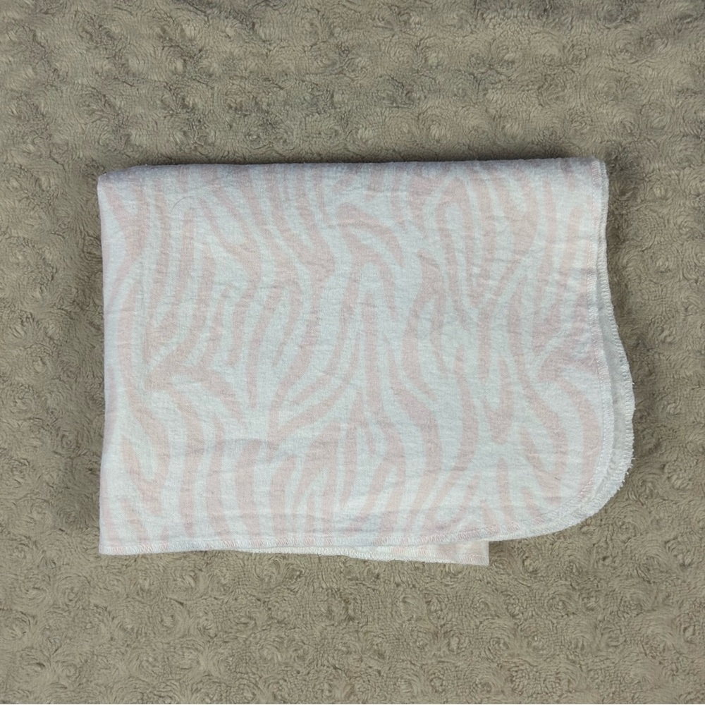 Carter's Pink White Zebra Print Baby Receiving Blanket Flannel Cotton Thin - Picture 1 of 8